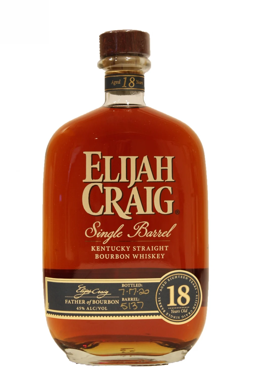 Elijah Craig Single Barrel 18 Year Old Kentucky Straight Bourbon Whiskey
