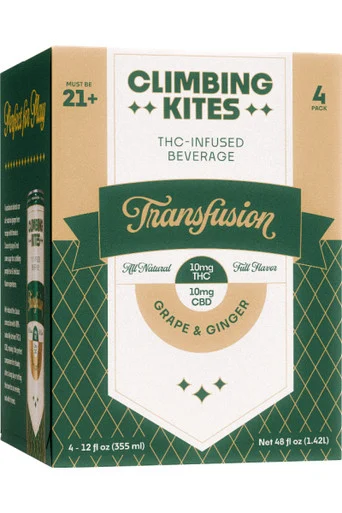Climbing Kites Transfusion Grape & Ginger 10mg THC & 10mg CBD 12oz 4pk can