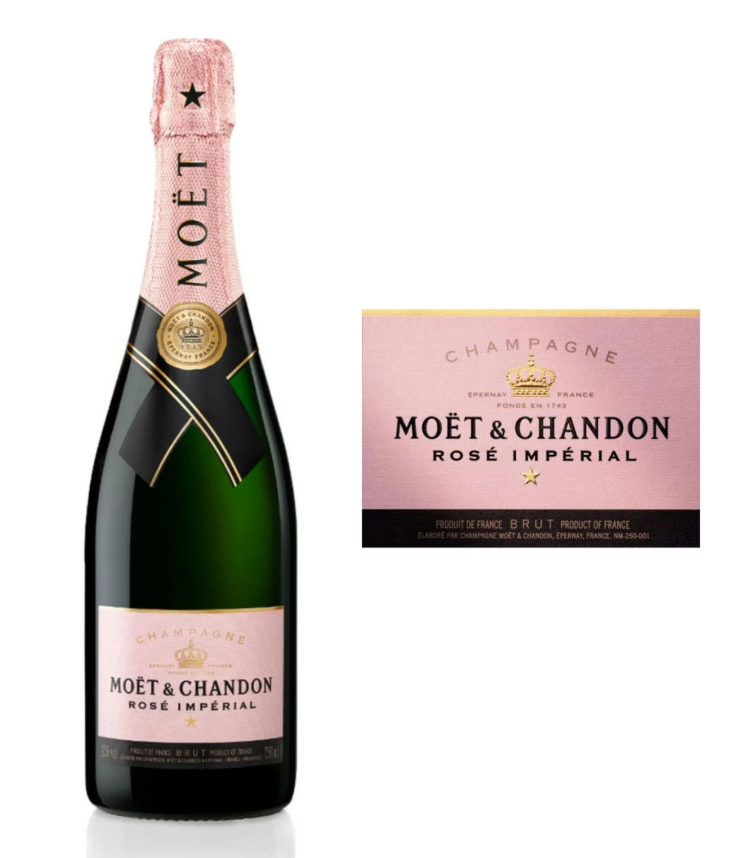 DAMAGED LABEL: Moet & Chandon Imperial Rose Brut Champagne (750 ml)