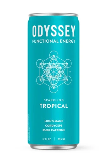 Odyssey Functional Energy Sparkling Tropical 85mg Caffeine single 12oz can