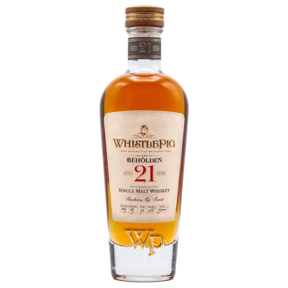 WhistlePig The Beholden 21 Year Old Single Malt Whiskey