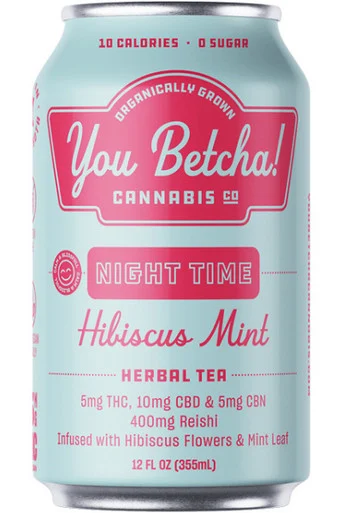 You Betcha! Night Time Hibiscus Mint Herbal Tea 5mg THC 4pk cans